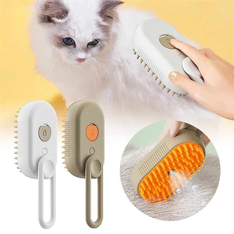 3-in-1 Steam Pet Brush – Safe & Easy Grooming for Cats and Dogs