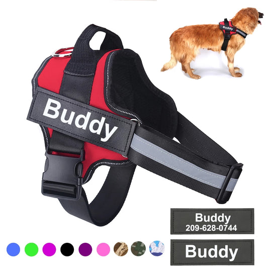 Personalised Dog Harness – No-Pull, Reflective, Adjustable, Breathable Pet Vest with Custom Name Patch – Small to XXL Dogs