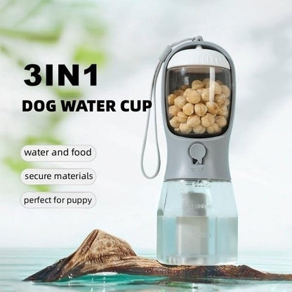 3-in-1 Dog Water & Food Cup with Garbage Bag – Portable Pet Supply